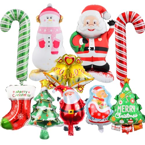 10 Stück Weihnachtsballons aus Aluminiumfolie, aufblasbare Ballons mit Weihnachtsmotiven, festliche Dekoration, Weihnachtsmann, ideal für Weihnachtsdekorationen. 10 Stück Weihnachtsballons aus Aluminiumfolie, aufblasbare Ballons mit Weihnachtsmotiven, festliche Dekoration, Weihnachtsmann, ideal für Weihnachtsdekorationen. von Doyomtoy