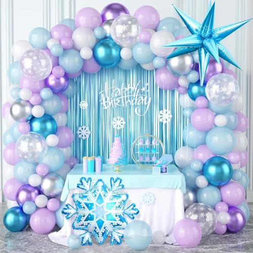 102PCS eingefroren Ballons, Folienballons für Kindergeburtstag Party, Schneeflocke Ballons,, Elsa und Anna Thema Party-Dekoration von Doyomtoy