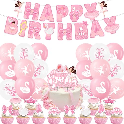 32-teiliges Ballett-Tanz-Party-Set, Ballett-Geburtstagsdekorationen, Mädchen-Party-Dekoration, tanzende Kuchendekorationen, rosa Thema, Ballettballon-Banner, Kuchendekoration 32-teiliges Ballett-Tanz-Party-Set, Ballett-Geburtstagsdekorationen, Mädchen-Party-Dekoration, tanzende Kuchendekorationen, rosa Thema, Ballettballon-Banner, Kuchendekoration von Doyomtoy