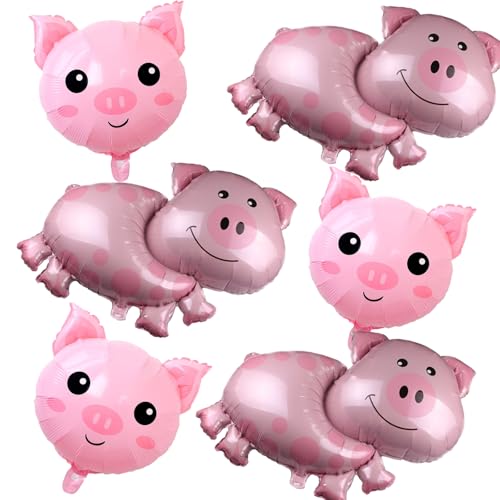6-teiliges Set mit Geburtstagsballons für Schweine, rosa Schweinchen, Ballondekoration für Kindergeburtstage, Aluminiumfolienballons, geeignet für Partys mit Bauernhof-Thema 6-teiliges Set mit Geburtstagsballons für Schweine, rosa Schweinchen, Ballondekoration für Kindergeburtstage, Aluminiumfolienballons, geeignet für Partys mit Bauernhof-Thema von Doyomtoy