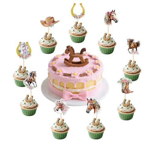 9 Stück Pferd Kuchen Topper, Pferd Kuchen Topper, Pferd Thema Party Dekorationen, geeignet für Kinder Geburtstag Party und Baby-Taufe von Doyomtoy