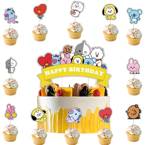 BTS Tortendeko,Doyomtoy Kuchen Deko Geburtstag Deko Cake topper Geburtstag für Kindergeburtstag Party Deko 13 Stück von Doyomtoy