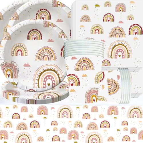 Bohemian Geburtstag Deko,Doyomtoy Baby Shower Partygeschirr Bohemian Rainbow Tassen Servietten Tischdecke für Kindergeburtstag Party Deko Baby Shower 20 Gäste Bohemian Geburtstag Deko,Doyomtoy Baby Shower Partygeschirr Bohemian Rainbow Tassen Servietten Tischdecke für Kindergeburtstag Party Deko Baby Shower 20 Gäste von Doyomtoy