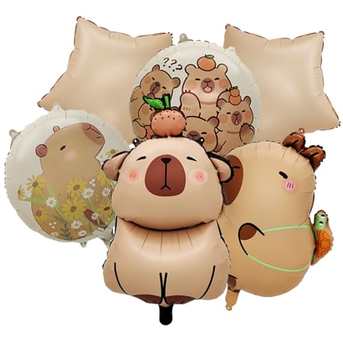 Capybara-Ballon-Set, 6 Stück, Capybara-Geburtstagsparty-Zubehör, Cartoon-Themen-Dekorationen, Kindergeburtstagsdekorationen, Partyzubehör für Jungen und Mädchen von Doyomtoy