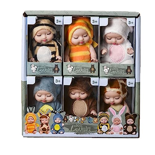 Doyomtoy 6 Stück Baby-Mini-Puppen, Reborn-Baby-Puppen, Neugeborene Baby-Puppen, waschbares PVC-Material, Mini-Puppen, kleine Puppen, pädagogisches Spielzeug für Kleinkinder ab 3 Jahren. von Doyomtoy