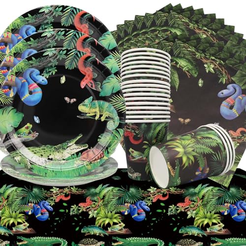 Doyomtoy 61 Stück Reptilienparty-Geschirr,Reptilien-Eidechse,Schlange, Geburtstagsparty-Zubehör,Wildtiere,Eidechsen,Teller,Tassen,Servietten,Tischdecke,Reptilien-Party-Dekorationen Doyomtoy 61 Stück Reptilienparty-Geschirr,Reptilien-Eidechse,Schlange, Geburtstagsparty-Zubehör,Wildtiere,Eidechsen,Teller,Tassen,Servietten,Tischdecke,Reptilien-Party-Dekorationen von Doyomtoy