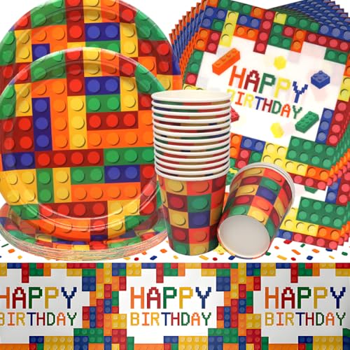 Doyomtoy Baustein Partygeschirr, 16 Gäste Baustein Geburtstag Deko Baby Geburtstag Tassen Servietten Tischdecke für Kinder Party Deko Baby Shower 49 Stück Doyomtoy Baustein Partygeschirr, 16 Gäste Baustein Geburtstag Deko Baby Geburtstag Tassen Servietten Tischdecke für Kinder Party Deko Baby Shower 49 Stück von Doyomtoy