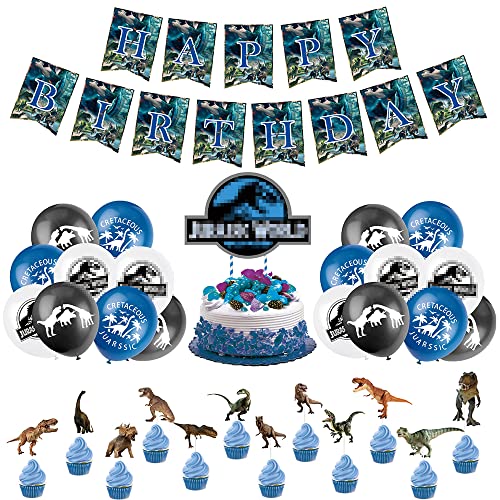 Doyomtoy Dinosaur Balloon, Ju-ras-sic w-orld Dinosaurier Ballon Set, Happy Birthday Banner Latexballons Birthday cake toppers,DIY Kuchen geburtstagsfeier,Birthday Party Decoration von Doyomtoy