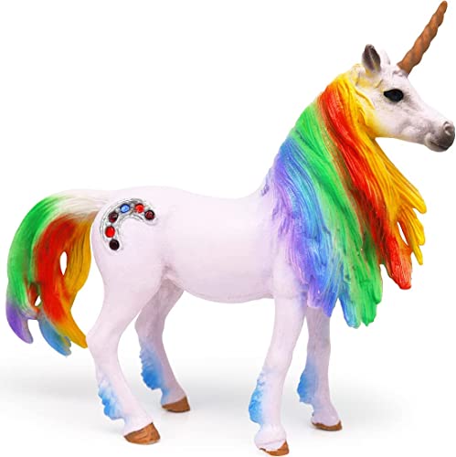 Doyomtoy Einhorn Spielfigur Regenbogeneinhorn,Mythische Pegasus Einhorn Modell Magische Energie Kreatur Solide Farbige Einhorn von Doyomtoy