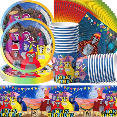 Doyomtoy Gorilla Tag Videospiel Party Geschirr - 20 Gäste Spiel Partyzubehör Set, für Spielliebhaber, Geburtstagsteller, Tassen, Servietten, Tischdecke, Videospiel Geburtstag Party Zubehör Supplies Doyomtoy Gorilla Tag Videospiel Party Geschirr - 20 Gäste Spiel Partyzubehör Set, für Spielliebhaber, Geburtstagsteller, Tassen, Servietten, Tischdecke, Videospiel Geburtstag Party Zubehör Supplies von Doyomtoy
