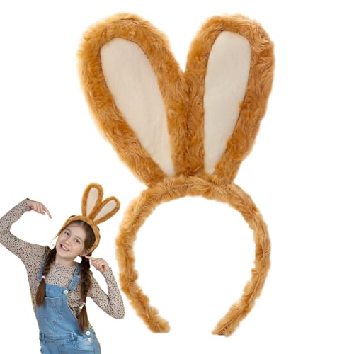 Doyomtoy Hasenohren Stirnband, Hase Ohren Haarbänder Plüsch Hasenohren Haarreif für Ostern Party Hochzeit Geburtstag Kostüm Halloween (Hellbraun) von Doyomtoy