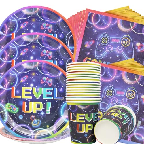 Doyomtoy Neon Videospiel Partygeschirr,60 Stück Video Gaming Partyzubehör Pappbecher Pappteller Servietten,Jungen und Mädchen Party Dekoration Supplies für Kindergeburtstag Thema Party 20 Personen Doyomtoy Neon Videospiel Partygeschirr,60 Stück Video Gaming Partyzubehör Pappbecher Pappteller Servietten,Jungen und Mädchen Party Dekoration Supplies für Kindergeburtstag Thema Party 20 Personen von Doyomtoy