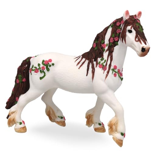 Doyomtoy Pferde Spielfigur Einhorn Figur Blume Elfenpferd Mythische Pegasus Modell Magische Energie Kreatur Weiß Pferde von Doyomtoy