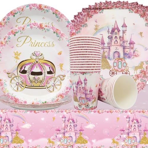 Doyomtoy Prinzessin Partygeschirr,Rosa Schloss Party Geschirr Set Prinzessin Schloss Cartoon-Geschirr-Set Enthält Teller,Tassen,Servietten,Tischdecken für Mädchen Prinzessin Geburtstag 61 Stück Doyomtoy Prinzessin Partygeschirr,Rosa Schloss Party Geschirr Set Prinzessin Schloss Cartoon-Geschirr-Set Enthält Teller,Tassen,Servietten,Tischdecken für Mädchen Prinzessin Geburtstag 61 Stück von Doyomtoy