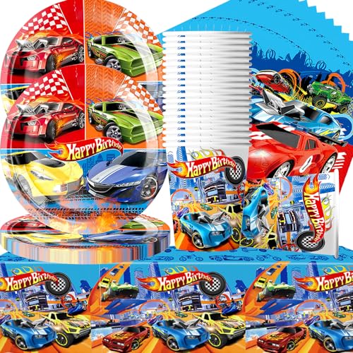 Doyomtoy Racing Car Spiel Auto Theme Partyzubehör Rennauto Geschirrset, Partyzubehör Set für 20 Gäste Geburtstag Geschirr Dekoration Partyzubehör Doyomtoy Racing Car Spiel Auto Theme Partyzubehör Rennauto Geschirrset, Partyzubehör Set für 20 Gäste Geburtstag Geschirr Dekoration Partyzubehör von Doyomtoy