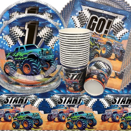 Rennwagen Geburtstag Deko,Doyomtoy 61 Stück Racing Car Partygeschirr Teller Tassen Servietten Monster Truck Geburtstags für Kinder Motto-Party Rennwagen Geburtstag Deko,Doyomtoy 61 Stück Racing Car Partygeschirr Teller Tassen Servietten Monster Truck Geburtstags für Kinder Motto-Party von Doyomtoy