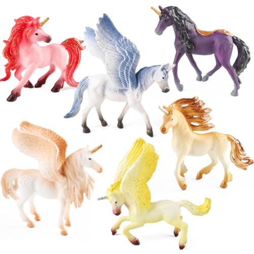 Doyomtoy Six Einhorn Spielfigur Regenbogeneinhorn,Mythische Pegasus Einhorn Modell Magische Energie Kreatur Solide Farbige Einhorn Doyomtoy Six Einhorn Spielfigur Regenbogeneinhorn,Mythische Pegasus Einhorn Modell Magische Energie Kreatur Solide Farbige Einhorn von Doyomtoy