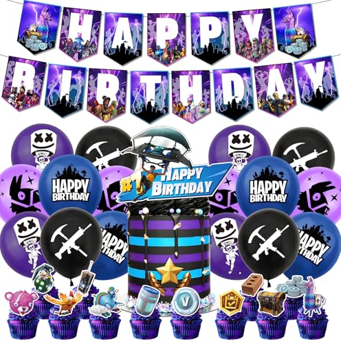 Doyomtoy Spiel Thema Geburtstag Tortendeko,30Stück Spiel Thema Party Dekoration,Cupcake Toppers Videospiel Party Dekoration Kindergeburtstag Gamer Themen Deko Geburtsta Tortendeko Banner Jungen von Doyomtoy