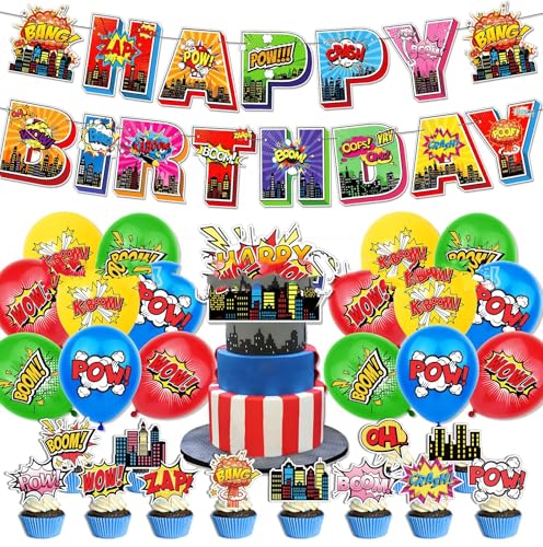 Doyomtoy Superhelden geburtstagsdeko,30 Stück Superhelden-Banner,Superhelden-Luftballons,Kuchenaufsätze,Kinder Geburtstagsparty Dekorationen Baby Shower Themen-Partyzubehör Doyomtoy Superhelden geburtstagsdeko,30 Stück Superhelden-Banner,Superhelden-Luftballons,Kuchenaufsätze,Kinder Geburtstagsparty Dekorationen Baby Shower Themen-Partyzubehör von Doyomtoy