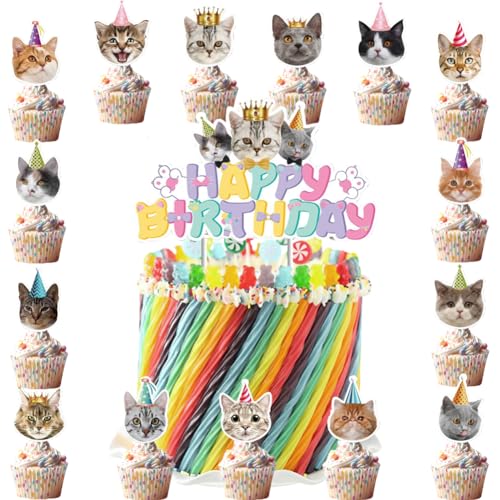 Katze Tortendeko,Doyomtoy Kuchen Deko Katze Geburtstag Deko Happy Birthday Cake Topper Tiere Geburtstag für Kinder Pet Party Deko 16 Stück Katze Tortendeko,Doyomtoy Kuchen Deko Katze Geburtstag Deko Happy Birthday Cake Topper Tiere Geburtstag für Kinder Pet Party Deko 16 Stück von Doyomtoy