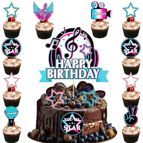 Musik Geburtstag Tortendeko,Doyomtoy Musiknoten Cake Topper Musik Cupcake Topper Geburtstag für Kinder Mädchen Junge Musikalisches Thema Party 14 Stück von Doyomtoy