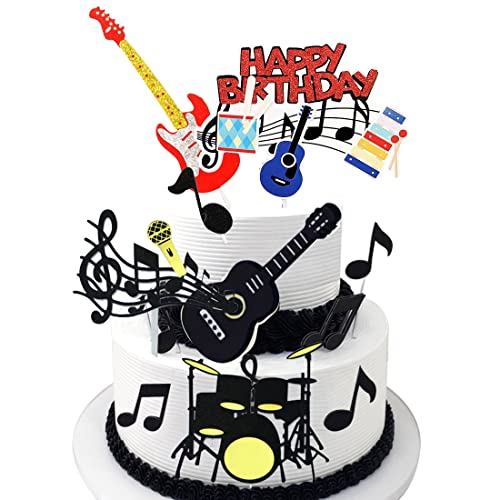 Musiknoten Cupcake Toppers, Happy Birthday Gitarre Kuchen Toppers, Musikalisches für Kinder Mädchen Junge Musikalisches Thema Party Musiknoten Cupcake Toppers, Happy Birthday Gitarre Kuchen Toppers, Musikalisches für Kinder Mädchen Junge Musikalisches Thema Party von Doyomtoy