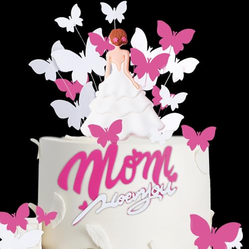 Muttertags-Dekorationen, Tortenaufsatz – rosa und weiß, Papier-Schmetterling-Dekoration, Blume, Liebe, Herz, beste Mutter, Kuchenpicker für Frauen, Muttertag, Motto-Party-Zubehör Muttertags-Dekorationen, Tortenaufsatz – rosa und weiß, Papier-Schmetterling-Dekoration, Blume, Liebe, Herz, beste Mutter, Kuchenpicker für Frauen, Muttertag, Motto-Party-Zubehör von Doyomtoy