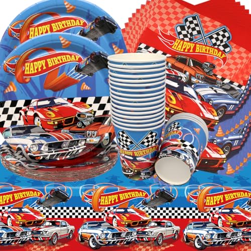 Rennwagen Geburtstag Deko,Doyomtoy 61 Stück Partygeschirr Rennauto Geburtstag Party Set Geburtstagsteller Tassen Servietten für Racing Car Geburtstags Party Zubehör Supplies Rennwagen Geburtstag Deko,Doyomtoy 61 Stück Partygeschirr Rennauto Geburtstag Party Set Geburtstagsteller Tassen Servietten für Racing Car Geburtstags Party Zubehör Supplies von Doyomtoy