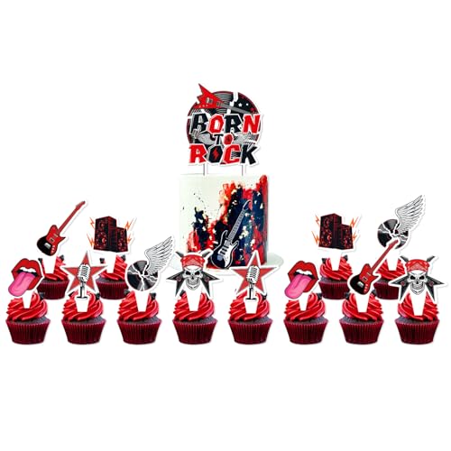 Rock and Roll Geburtstag Tortendeko,Doyomtoy Rockmusik Cake Topper Musik Cupcake Topper Geburtstag für Rockliebhaber Party 13 Stück Rock and Roll Geburtstag Tortendeko,Doyomtoy Rockmusik Cake Topper Musik Cupcake Topper Geburtstag für Rockliebhaber Party 13 Stück von Doyomtoy