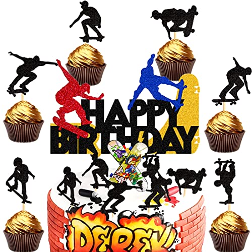 Skateboard Cake Topper Doyomtoy 15 Stück Cake Topper Happy Birthday Skateboard Kuchen Topper Skateboard Tortendeko für Junge Geburtstagsparty Dekoration Skateboard Cake Topper Doyomtoy 15 Stück Cake Topper Happy Birthday Skateboard Kuchen Topper Skateboard Tortendeko für Junge Geburtstagsparty Dekoration von Doyomtoy