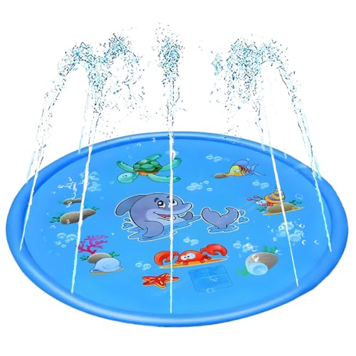 Splash Pad,Doyomtoy Sprinkler Play Matte Sprinkler Wasser Spielmatte Sommer Wasser Spielzeug Sprinklerpool für Kinder, Haustiere,Sommerspielzeug-Spielmatte im Freien von Doyomtoy