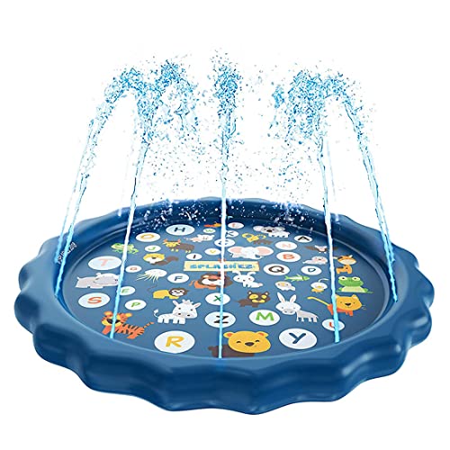 Splash Pad Sprinkler, Doyomtoy Sprinkler Play Matte, Wasserspielzeug Spielmatte Sommer Wasser Spielzeug Sprinklerpool für Kinder, Baby, Haustiere,Sommerspielzeug-Spielmatte im Freien,100cm von Doyomtoy
