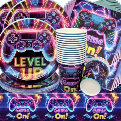Videospiel Geburtstag Deko,Doyomtoy Partygeschirr Set Videospiel Geburtstag Party Set Geburtstagsteller Tassen Servietten für Party Zubehör Supplies 20 Gäste Videospiel Geburtstag Deko,Doyomtoy Partygeschirr Set Videospiel Geburtstag Party Set Geburtstagsteller Tassen Servietten für Party Zubehör Supplies 20 Gäste von Doyomtoy
