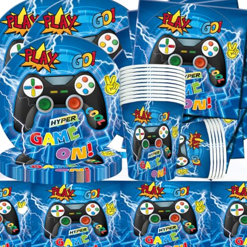 Videospiel Geburtstag Deko,Doyomtoy Partygeschirr Set Videospiel Geburtstag Party Set Geburtstagsteller Tassen Servietten für Party Zubehör Supplies 20 Gäste Videospiel Geburtstag Deko,Doyomtoy Partygeschirr Set Videospiel Geburtstag Party Set Geburtstagsteller Tassen Servietten für Party Zubehör Supplies 20 Gäste von Doyomtoy
