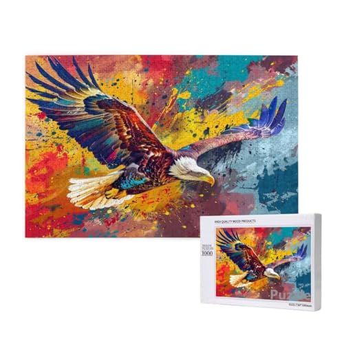 Adler Puzzle 3000 Teile Erwachsene, Groß Puzzle Farbe Muster Design, Holz Jigsaw 122x81cm Size mit Geschenkboxverpackung for Wanddeko Wohnzimmer, Geschenke für Frauen, Geschenke für Männer,Model42 von Dozsconz