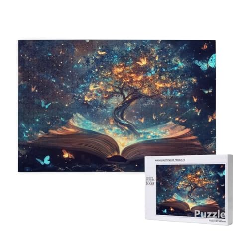 Baum Puzzle 2000 Teile Erwachsene, Groß Puzzle Buch Muster Design, Holz Jigsaw 99x70cm Size mit Geschenkboxverpackung for Wanddeko Wohnzimmer, Geschenke für Frauen, Geschenke für Männer,Model1150 von Dozsconz