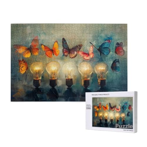 Beleuchtung Puzzle 3000 Teile Erwachsene, Groß Puzzle Schmetterling Muster, Jigsaw 122x81cm Size mit Geschenkboxverpackung, Wanddeko Wohnzimmer, Geschenke für Frauen, Geschenke für Männer,Model36 von Dozsconz
