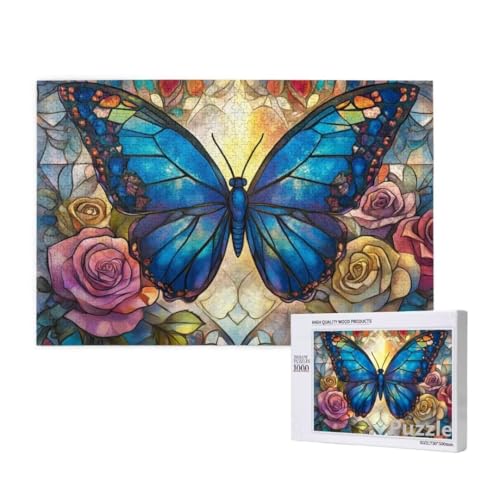 Blume Puzzle 1000 Teile Erwachsene, Groß Puzzle Schmetterling Muster Design, Jigsaw 75x50cm Size mit Geschenkboxverpackung, Wanddeko Wohnzimmer, Geschenke für Frauen, Geschenke für Männer,Model586 von Dozsconz
