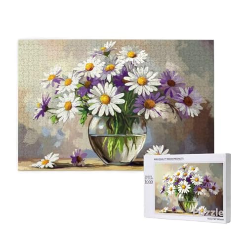 Blume Puzzle 1000 Teile Erwachsene, Groß Puzzle anlage Muster Design, Holz Jigsaw 75x50cm Size mit Geschenkboxverpackung for Wanddeko Wohnzimmer, Geschenke für Frauen, Geschenke für Männer,Model1468 von Dozsconz