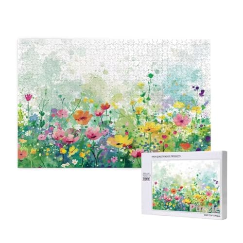 Blume Puzzle 1500 Teile Erwachsene, Groß Puzzle Farbe Muster Design, Holz Jigsaw 87x57cm Size mit Geschenkboxverpackung for Wanddeko Wohnzimmer, Geschenke für Frauen, Geschenke für Männer,Model664 von Dozsconz