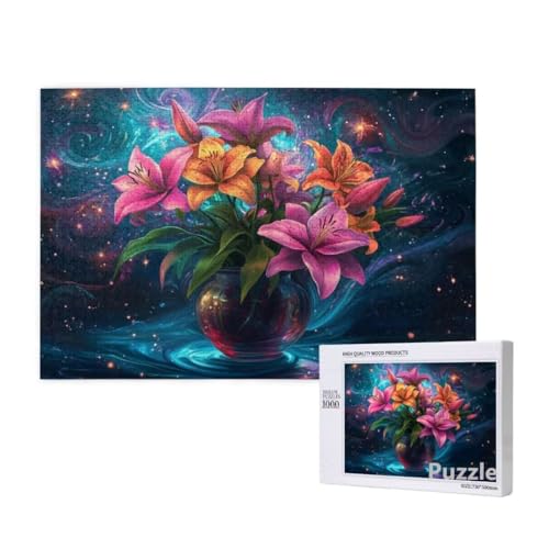 Blume Puzzle 1500 Teile Erwachsene, Groß Puzzle Sternenhimmel Muster Design, Jigsaw 87x57cm Size mit Geschenkboxverpackung, Wanddeko Wohnzimmer, Geschenke für Frauen, Geschenke für Männer,Model1262 von Dozsconz