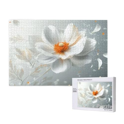 Blume Puzzle 2000 Teile Erwachsene, Groß Puzzle Weiß Muster Design, Holz Jigsaw 99x70cm Size mit Geschenkboxverpackung for Wanddeko Wohnzimmer, Geschenke für Frauen, Geschenke für Männer,Model604 von Dozsconz