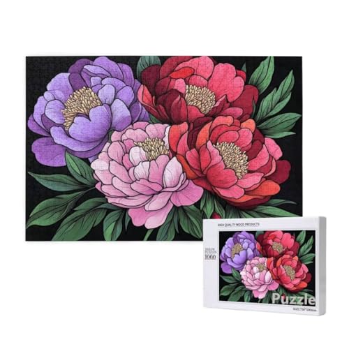 Blume Puzzle 3000 Teile Erwachsene, Groß Puzzle Pfingstrose Muster Design, Jigsaw 122x81cm Size mit Geschenkboxverpackung, Wanddeko Wohnzimmer, Geschenke für Frauen, Geschenke für Männer,Model708 von Dozsconz