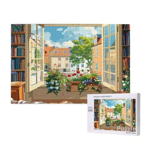 BüCherregal Puzzle 3000 Teile Erwachsene, Groß Puzzle Blume Muster Design, Jigsaw 122x81cm Size mit Geschenkboxverpackung, Wanddeko Wohnzimmer, Geschenke für Frauen, Geschenke für Männer,Model756 von Dozsconz