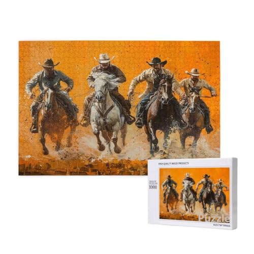 Cowboy Puzzle 1000 Teile Erwachsene, Groß Puzzle Pferd Muster Design, Holz Jigsaw 75x50cm Size mit Geschenkboxverpackung for Wanddeko Wohnzimmer, Geschenke für Frauen, Geschenke für Männer,Model1460 Cowboy Puzzle 1000 Teile Erwachsene, Groß Puzzle Pferd Muster Design, Holz Jigsaw 75x50cm Size mit Geschenkboxverpackung for Wanddeko Wohnzimmer, Geschenke für Frauen, Geschenke für Männer,Model1460 von Dozsconz