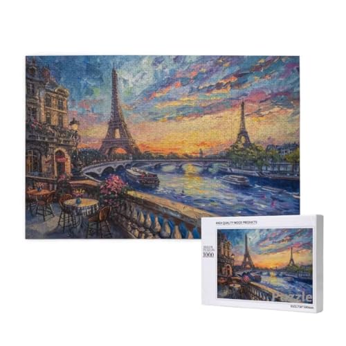 Eiffelturm Puzzle 2000 Teile Erwachsene, Groß Puzzle Landschaft Muster Design, Jigsaw 99x70cm Size mit Geschenkboxverpackung, Wanddeko Wohnzimmer, Geschenke für Frauen, Geschenke für Männer,Model318 von Dozsconz