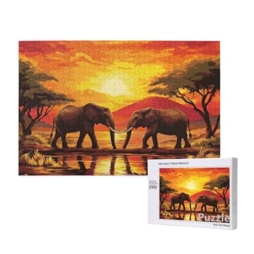 Elefant Puzzle 2000 Teile Erwachsene, Groß Puzzle Sonnenuntergang Muster, Holz Jigsaw 99x70cm Size mit Geschenkboxverpackung, Wanddeko Wohnzimmer, Geschenke für Frauen, Geschenke für Männer,Model618 Elefant Puzzle 2000 Teile Erwachsene, Groß Puzzle Sonnenuntergang Muster, Holz Jigsaw 99x70cm Size mit Geschenkboxverpackung, Wanddeko Wohnzimmer, Geschenke für Frauen, Geschenke für Männer,Model618 von Dozsconz
