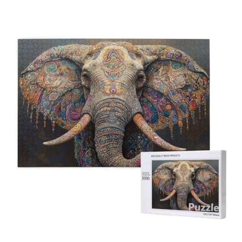 Elefant Puzzle 3000 Teile Erwachsene, Groß Puzzle Tier Muster Design, Holz Jigsaw 122x81cm Size mit Geschenkboxverpackung for Wanddeko Wohnzimmer, Geschenke für Frauen, Geschenke für Männer,Model954 von Dozsconz