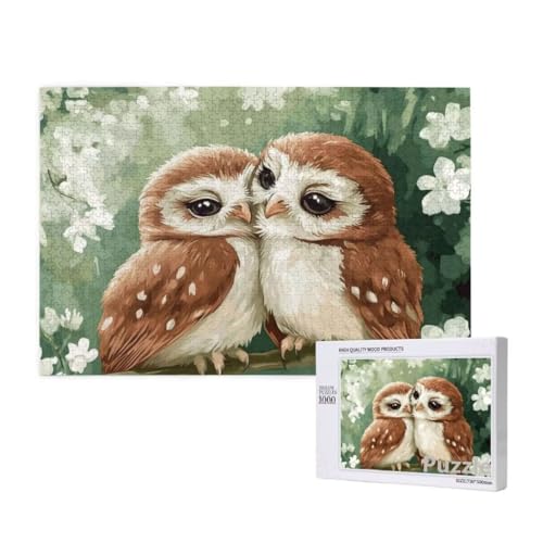 Eule Puzzle 1500 Teile Erwachsene, Groß Puzzle Blume Muster Design, Holz Jigsaw 87x57cm Size mit Geschenkboxverpackung for Wanddeko Wohnzimmer, Geschenke für Frauen, Geschenke für Männer,Model872 von Dozsconz