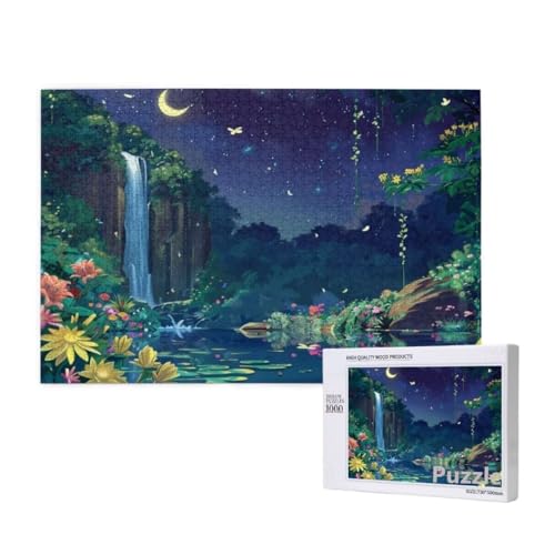 Fallen Puzzle 2000 Teile Erwachsene, Groß Puzzle Mond Muster Design, Holz Jigsaw 99x70cm Size mit Geschenkboxverpackung for Wanddeko Wohnzimmer, Geschenke für Frauen, Geschenke für Männer,Model516 von Dozsconz